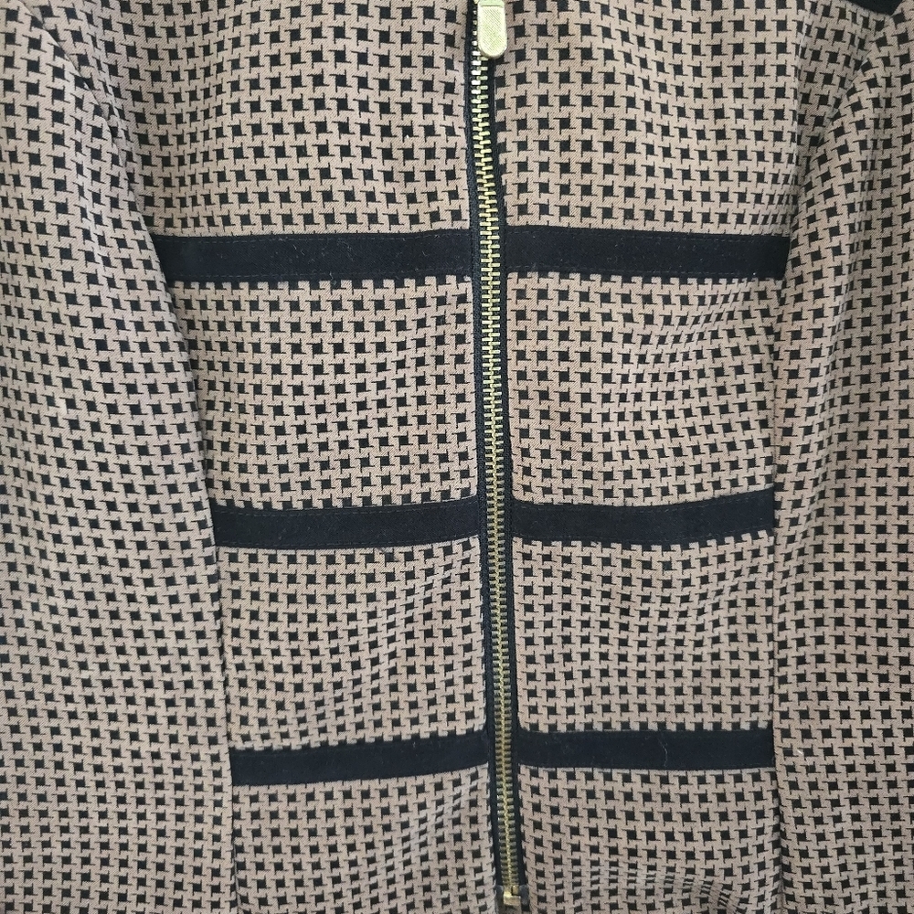 Vtg 90s Y2K Dawn Joy Houndstooth Brown Blazer Women's Sz 7/8 Velvet Office Siren - Picture 4 of 10